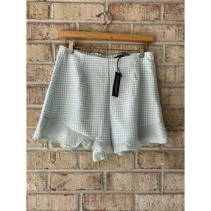 High Waist Gingham Shorts in Light Green